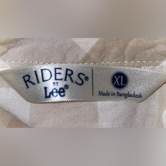 RYDERS by LEE plaid roll tab short sleeve button up butter yellow tan size XL - Picture 8 of 8